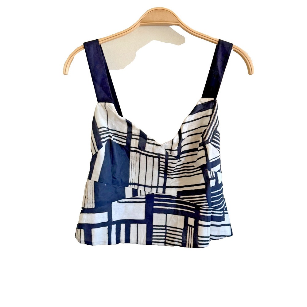 DKNY Tan Black Size Medium Two-Tone Cropped Tank Top NEW 100% Cotton